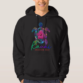 Veste À Capuche Vacances à Kauai Hawaï 2022 Tortue de mer Fleur Tr