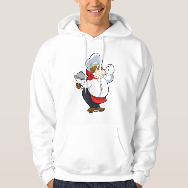 Veste À Capuche Vache comme serveur avec assiette servante (Devant)