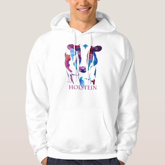 Veste À Capuche Vache du Holstein dans le pourpre et les bleus (Devant)