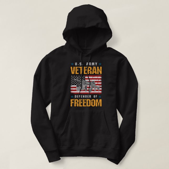 Veste À Capuche Vétéran américain Défenseur de la liberté Anciens  (Design devant)