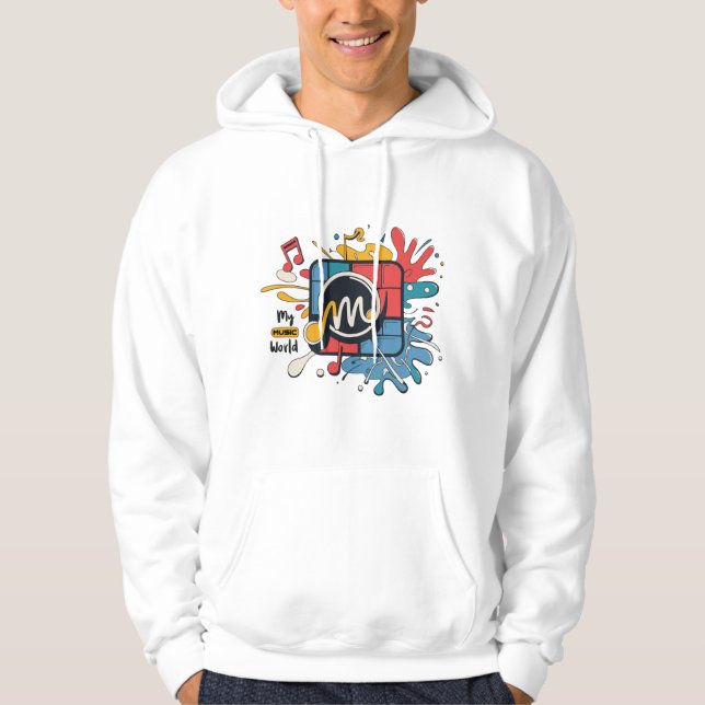 Veste À Capuche Vibrant Music Logo Design - "M" My Music World (Devant)