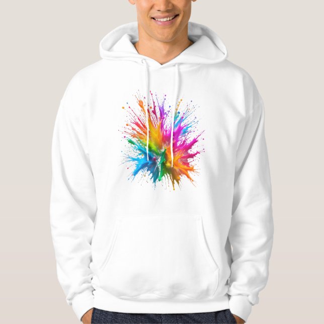 Veste À Capuche Vibrant Rainbow Paint Splatter Explosion (Devant)