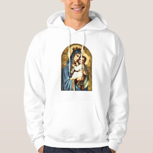 Veste À Capuche Vierge Marie béni et enfant Jésus de nourrisson (Devant)
