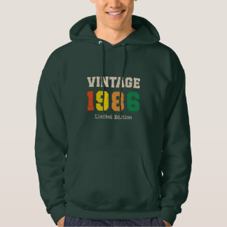Veste À Capuche Vintage 1986 Limited Edition Retro Birthday Design