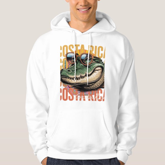 Veste À Capuche Vintage Alligator Costa Rica Travel Art (Devant)