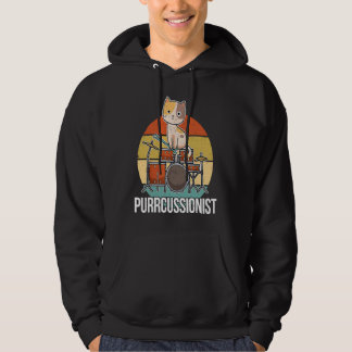 Veste À Capuche Vintage Cat Drumming Drummers Percussionists Music