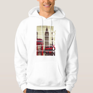 Veste À Capuche Vintage London Big Ben & Red Bus Photo Art Hoodie