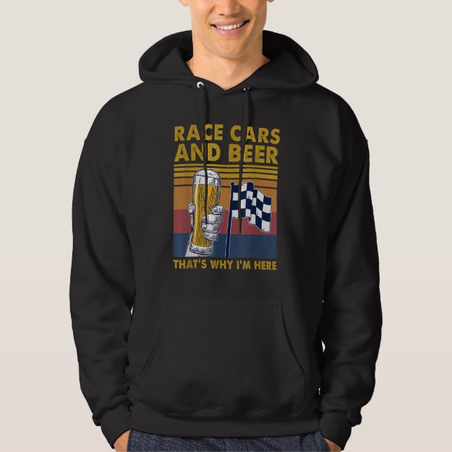 Veste À Capuche Vintage Race Cars Checkered Flag Beer Drinker Drin (Devant)