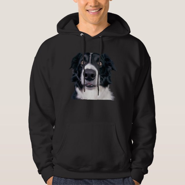 Veste À Capuche Visage de chien noir et blanc (Devant)