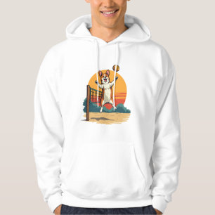 Veste À Capuche Volleyball Corgi Vintage Illustration Vectoriel Co
