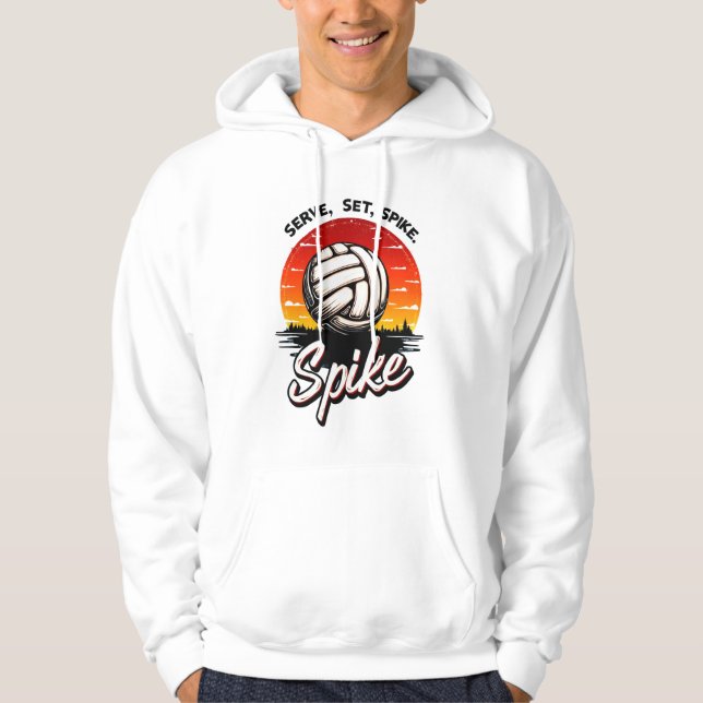 Veste À Capuche volleyball coucher de soleil design graphique tee  (Devant)
