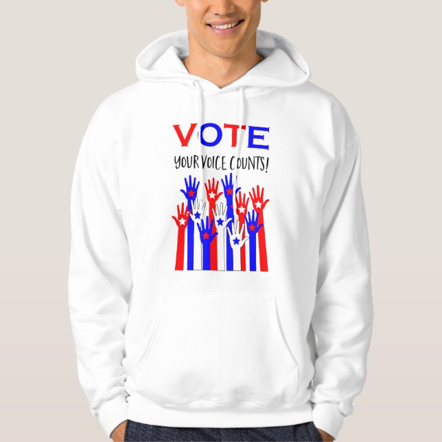 Veste À Capuche Votez ! Ta voix compte ! Des mains patriotiques (Devant)