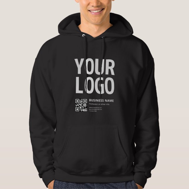 Veste À Capuche Votre logo avec QR code et texte modifiables (Devant)