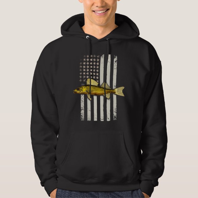 Veste À Capuche Walleye Fishing Usa Drapeau américain Sauger Angli (Devant)