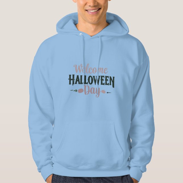 Veste À Capuche Welcome Halloween Day Typography Design (Devant)