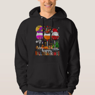 Veste À Capuche Wine Glasses Witch Santa Hat