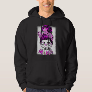 Veste À Capuche Witchy Mama Halloween Messy Bun Skull Witch Maman