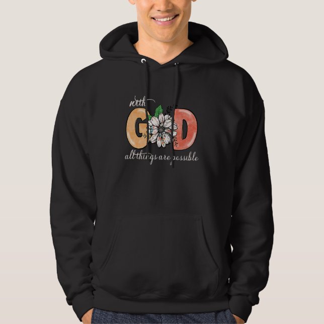Veste À Capuche With God All Things Are Possible Womens Cute Retro (Devant)