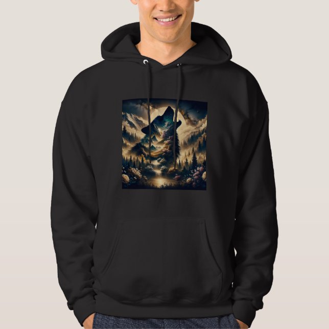 Veste À Capuche Wolf Howling à la Lune (Devant)