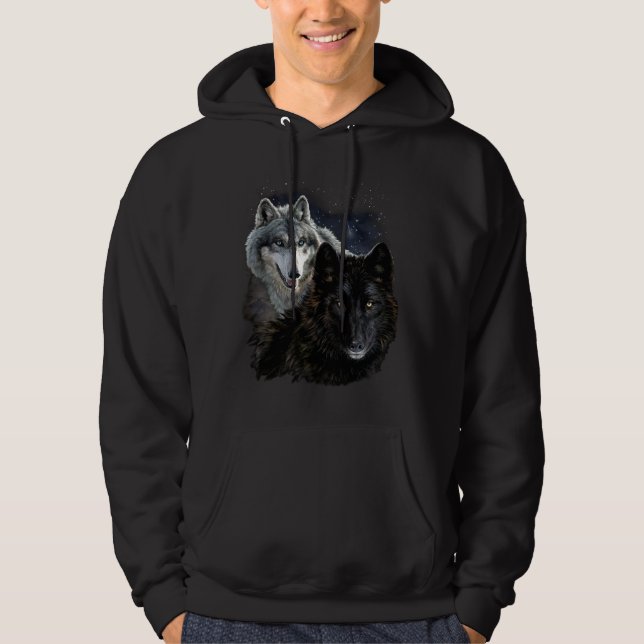 Veste À Capuche Wolf Star Wolf Wild Moon Stars Loyal Grey Wolf (Devant)