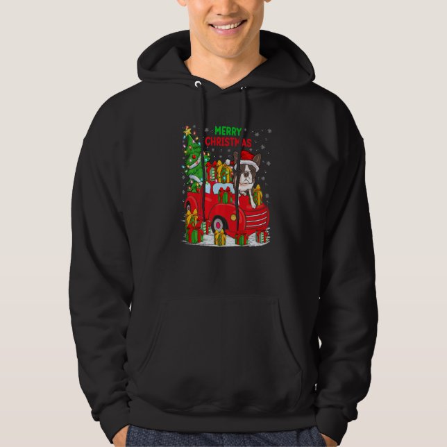 Veste À Capuche Xmas Tree Red Truck Lighting Boston Terrier Dog Ch (Devant)