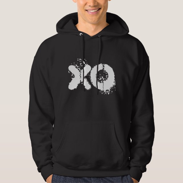 Veste À Capuche XO texte blanc, noir (Devant)