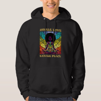 Veste À Capuche Yoga Black Girl Méditant Hippie Inhale Love Exha