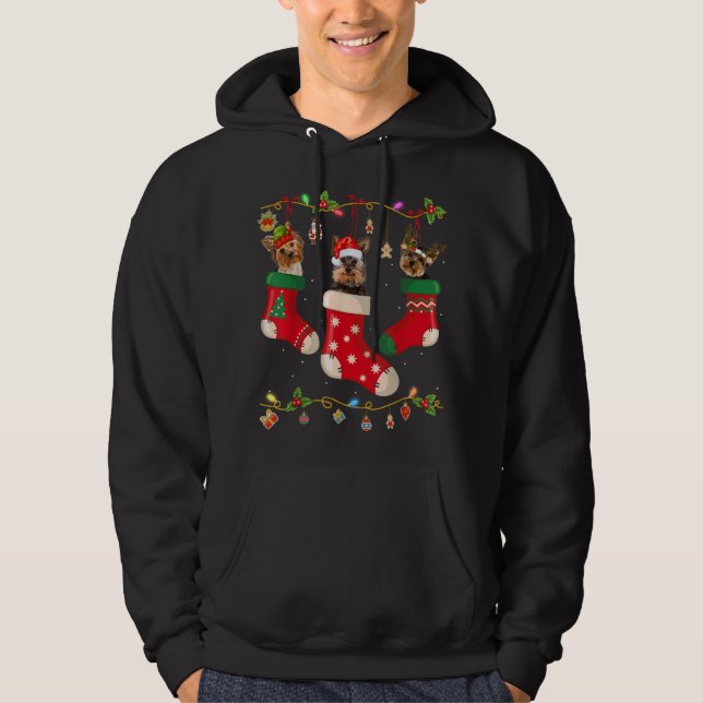 Veste À Capuche Yorkie En Chaussettes Noël Amoureux des chiens Swe (Devant)