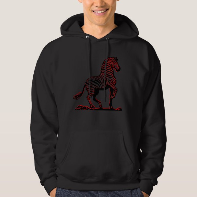 Veste À Capuche Zèbre En Noir Abstrait Et Rouge (Devant)
