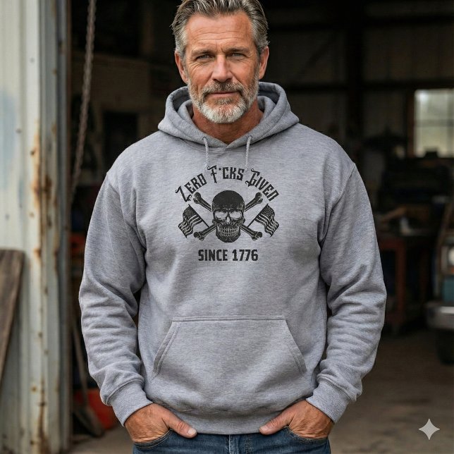 Veste À Capuche Zero F*cks Given Since 1776 Patriotic Skull Hoodie (Créateur téléchargé)