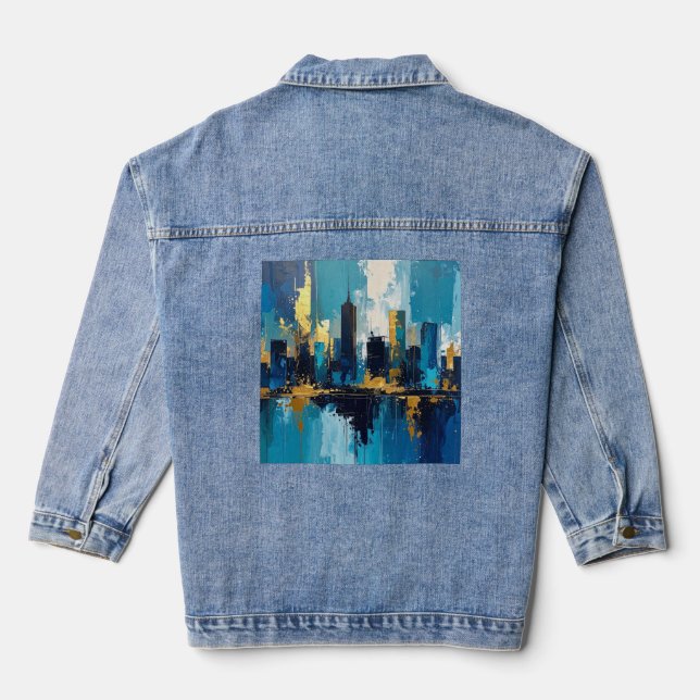Veste Denim Abstraite, lumière de la ville moderne (Verso)