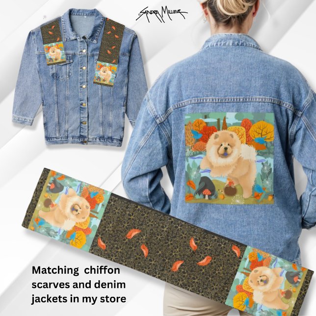 Veste Denim CHOW & BLUEBIRDS (Check out my store for matching chiffon scarvs to go with your denim jacket.  2 sizes available)