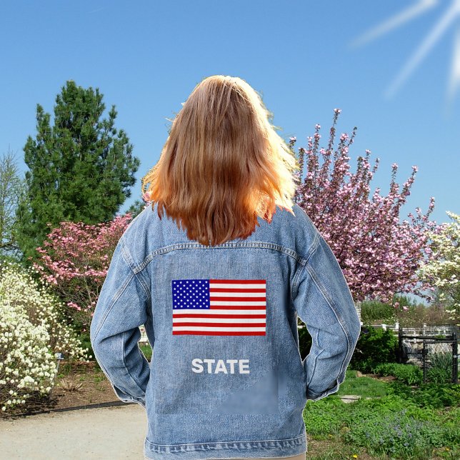 Veste Denim drapeau américain personnalisée (Créateur téléchargé)