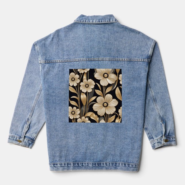 Veste Denim Flowers en or noir (Verso)