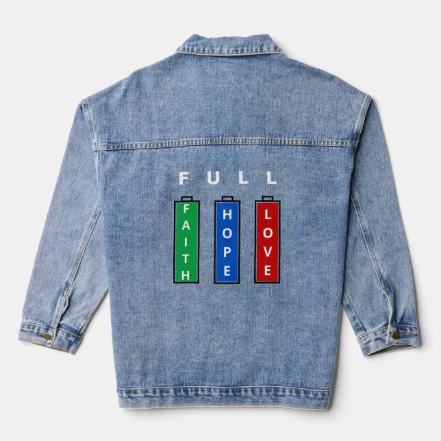 Veste Denim pleine énergie avec Faith Hope Love (Verso)