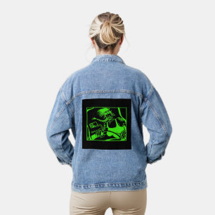 Veste denim pour femmes noires de couleur verte Ch