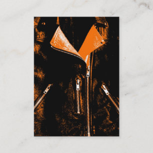 Veste en cuir Orange carte de visite noir chubby