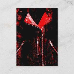 Veste en cuir Rouge carte de visite noir chubby