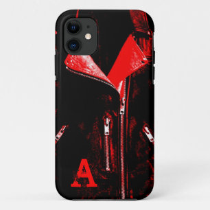 Veste en cuir rouge "Monogram" iPhone 5 coque