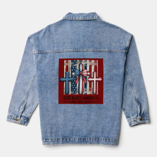 Veste en jean à croix patriotique Dieu bénisse l'A