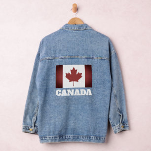 Veste en jean Denim avec drapeau canadien vintage