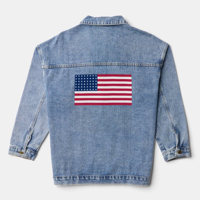 Veste en jean pour femmes, drapeau USA ( Jacket) (Verso)