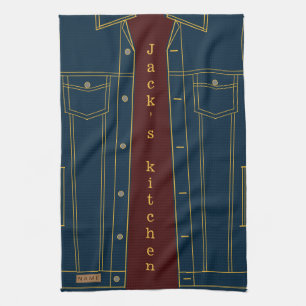 Veste Jeans bleu Serviette de cuisine - Votre text