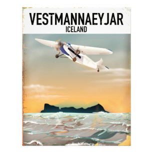 Vestmannaeyjar Iceland travel poster. Photo Print