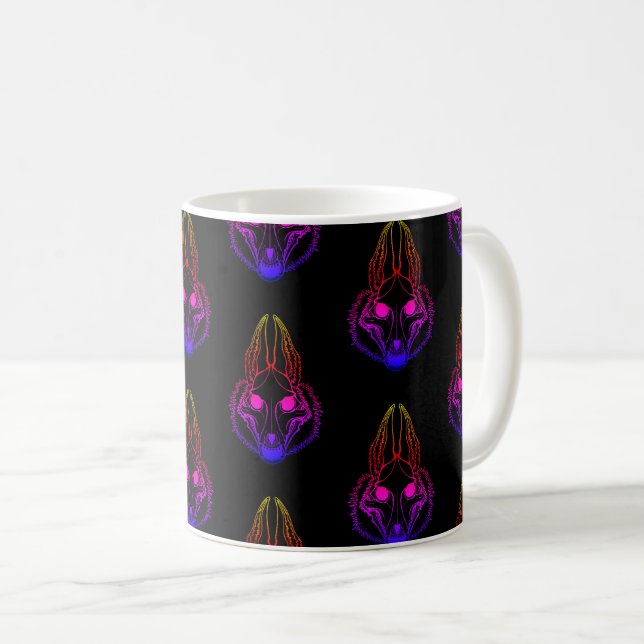 Vestons Synthwave Crâne Coffee Mug (Devant droit)