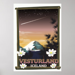 Vesturland Iceland travel poster
