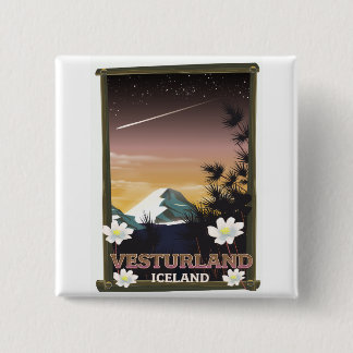 Vesturland Iceland travel poster 2 Inch Square Button