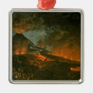 Vesuvius Erupting Metal Ornament
