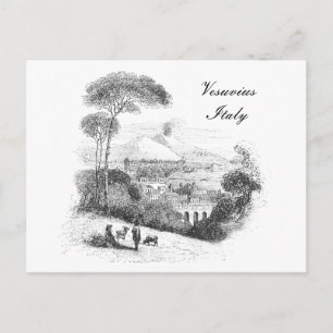 Vesuvius volcano and Naples vintage Postcard