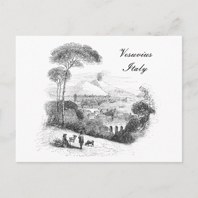 Vesuvius volcano and Naples vintage Postcard (Front)